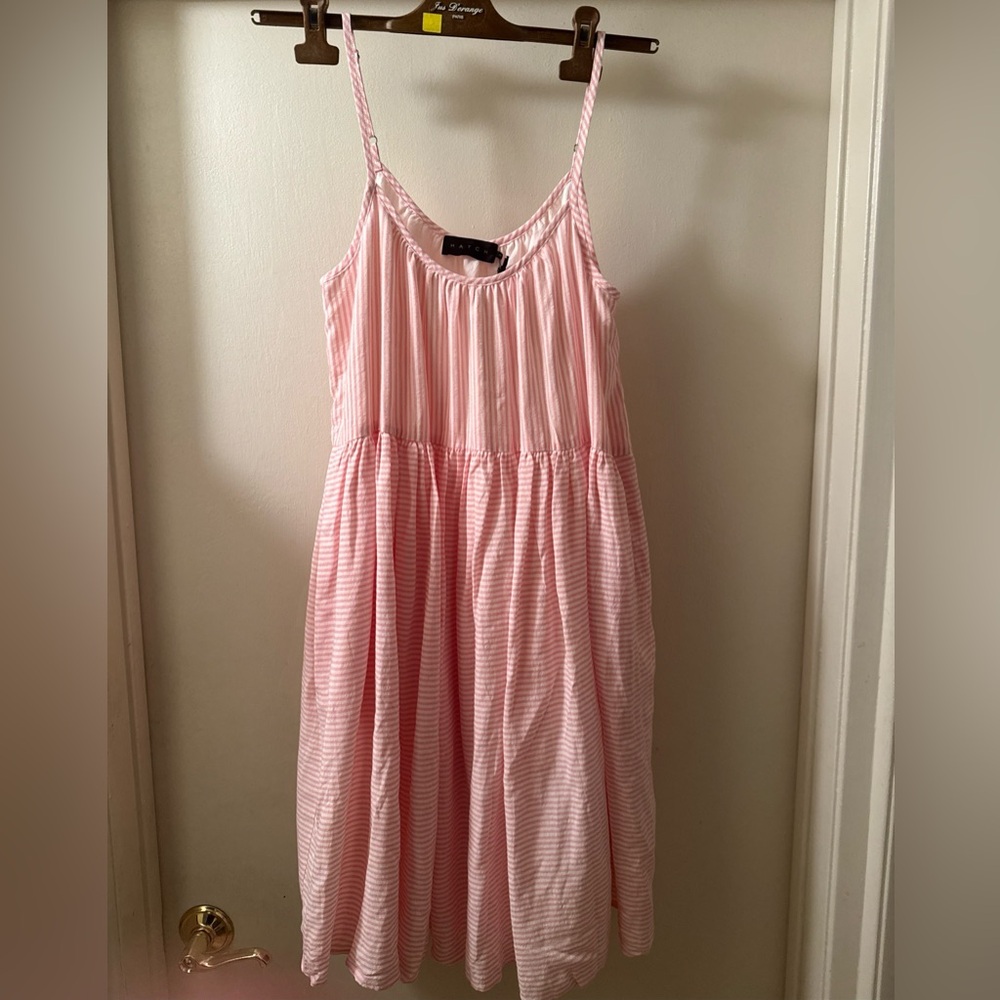 hatch pink white striped strap dress sz 2